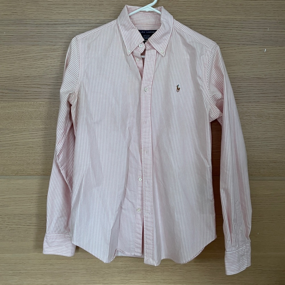 {Vintage} Striped Women’s Ralph Lauren Super Slim Fit button down cotton shirt